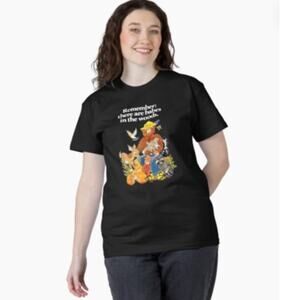 Smokey Bear "Remember there are babes in the woods" Black Large T-Shirt Licensed